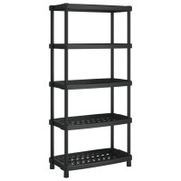 Produktbild för Förvaringshylla 5 hyllor svart 93,5x45,5x194,5 cm PP