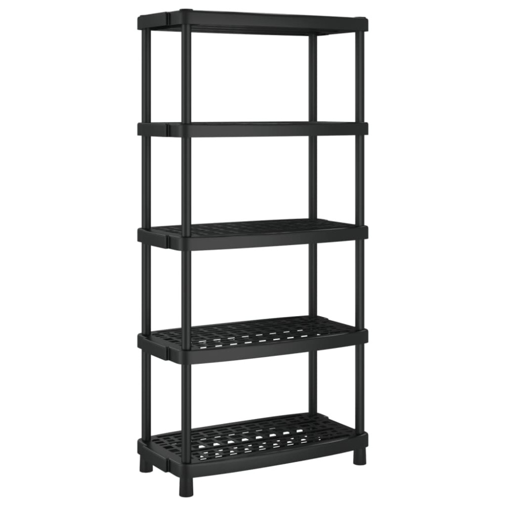 Produktbild för Förvaringshylla 5 hyllor svart 93,5x45,5x194,5 cm PP