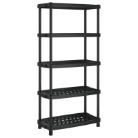 Produktbild för Förvaringshylla 5 hyllor svart 93,5x45,5x194,5 cm PP