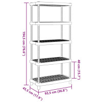 Produktbild för Förvaringshylla 5 hyllor svart 93,5x45,5x194,5 cm PP