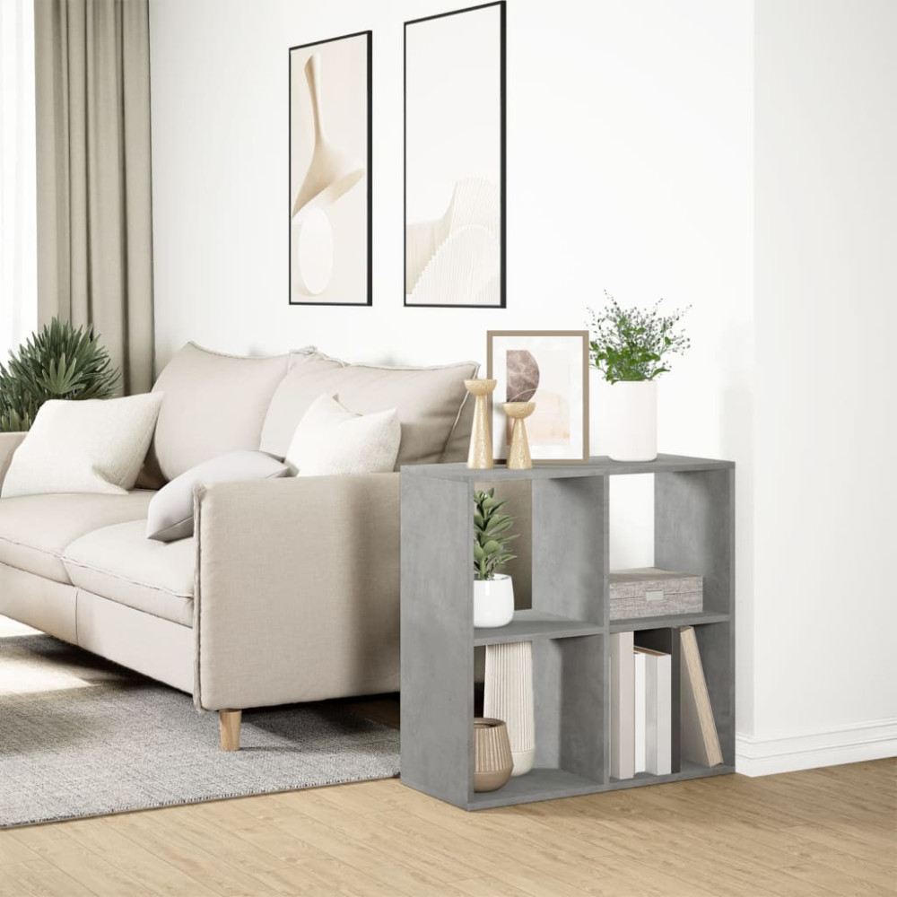 Produktbild för Bokhylla/Rumsavdelare betonggrå 69,5x29x69,5 cm konstruerat trä