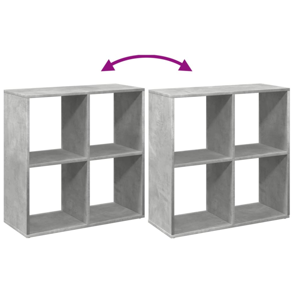 Produktbild för Bokhylla/Rumsavdelare betonggrå 69,5x29x69,5 cm konstruerat trä