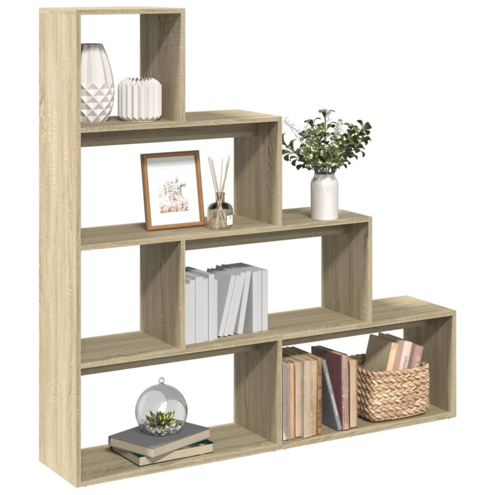 Produktbild för Bokhylla/Rumsavdelare 4 hyllor 143,5x29x143,5cm konstruerat trä
