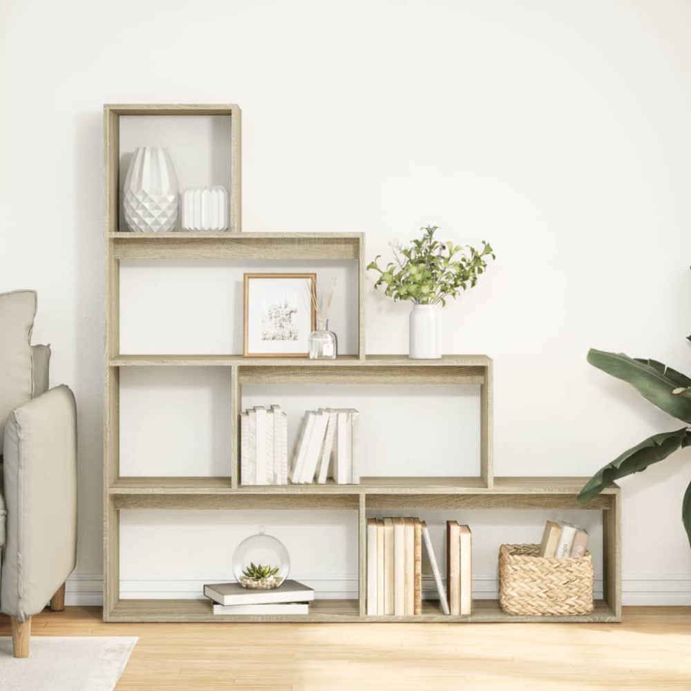 Produktbild för Bokhylla/Rumsavdelare 4 hyllor 143,5x29x143,5cm konstruerat trä