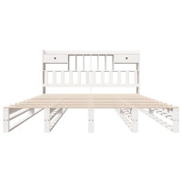 Produktbild för Säng med bokhylla utan madrass vit 180x200cm massiv furu