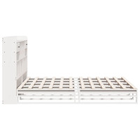 Produktbild för Säng med bokhylla utan madrass vit 180x200cm massiv furu