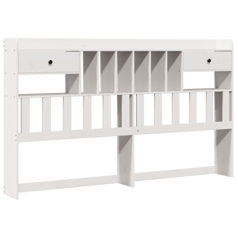 Produktbild för Säng med bokhylla utan madrass vit 180x200cm massiv furu