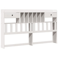 Produktbild för Säng med bokhylla utan madrass vit 180x200cm massiv furu