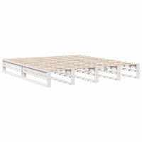 Produktbild för Säng med bokhylla utan madrass vit 180x200cm massiv furu