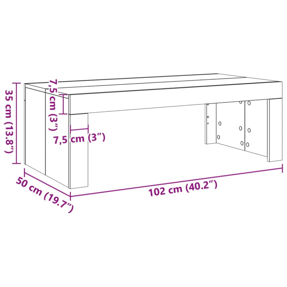 Produktbild för Soffbord åldrat trä 102x50x35 cm konstruerat trä