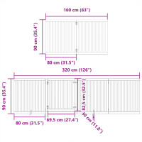 Produktbild för Hundgrind med dörr vikbar 6 paneler vit 480 cm poppel