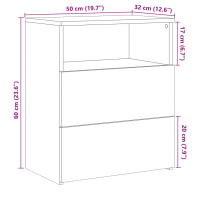 Produktbild för Sängbord 2 st artisan ek 50x32x60cm konstruerat trä