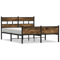 Produktbild för Sängram utan madrass rökfärgad ek 140x190 cm konstruerad trä