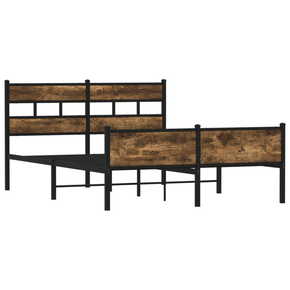 Produktbild för Sängram utan madrass rökfärgad ek 140x190 cm konstruerad trä