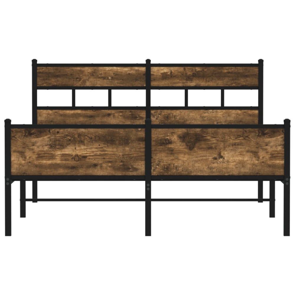 Produktbild för Sängram utan madrass rökfärgad ek 140x190 cm konstruerad trä