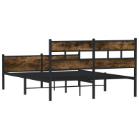 Produktbild för Sängram utan madrass rökfärgad ek 140x190 cm konstruerad trä
