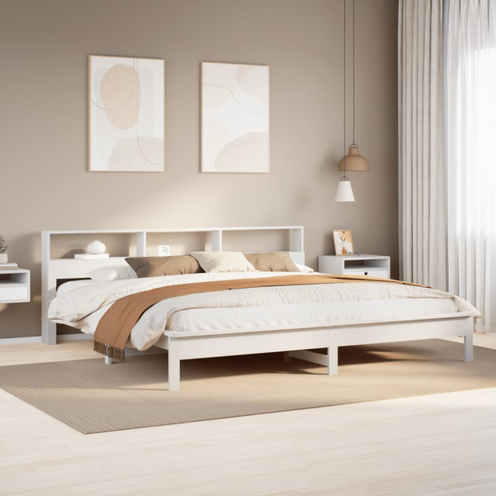 Produktbild för Sängram utan madrass vit 180x200 cm massiv furu