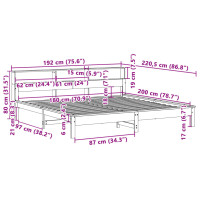 Produktbild för Sängram utan madrass vit 180x200 cm massiv furu