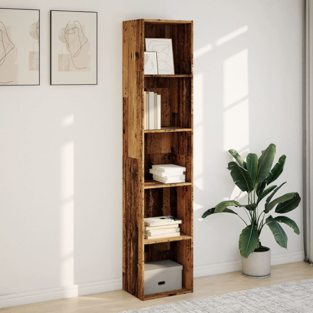 Produktbild för Bokhylla åldrat trä 40x30x189 cm konstruerat trä