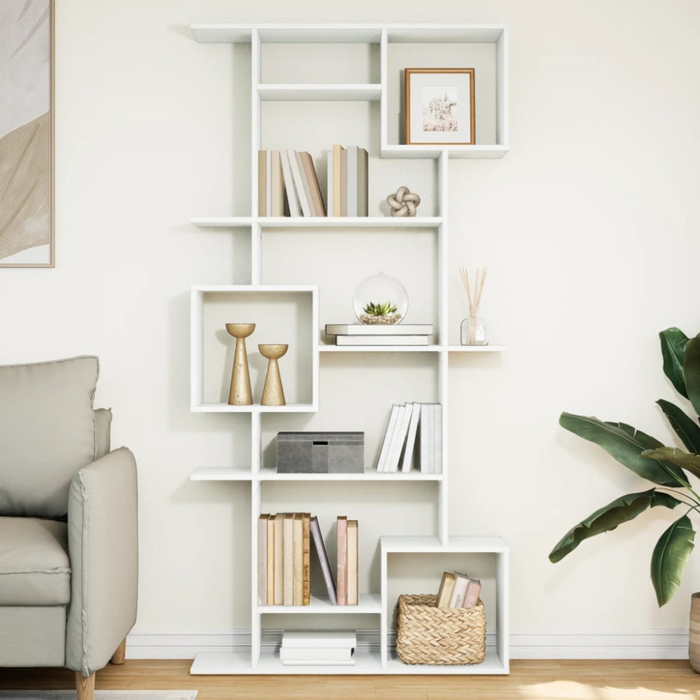 Produktbild för Bokhylla vit 92x29x188 cm konstruerat trä