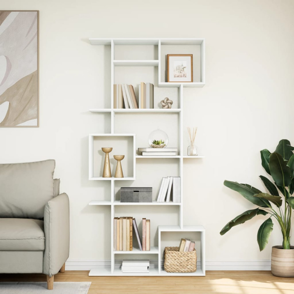 Produktbild för Bokhylla vit 92x29x188 cm konstruerat trä