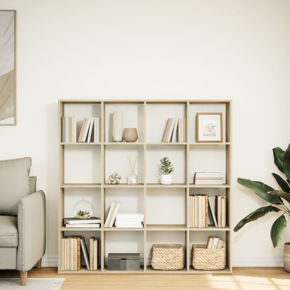 Produktbild för Bokhylla sonoma-ek 137,5x29x137,5 cm konstruerat trä