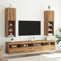 Produktbild för Tv-bänk med LED-belysning 2 st artisian ek 30,5x30x102 cm