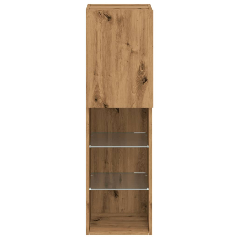 Produktbild för Tv-bänk med LED-belysning 2 st artisian ek 30,5x30x102 cm