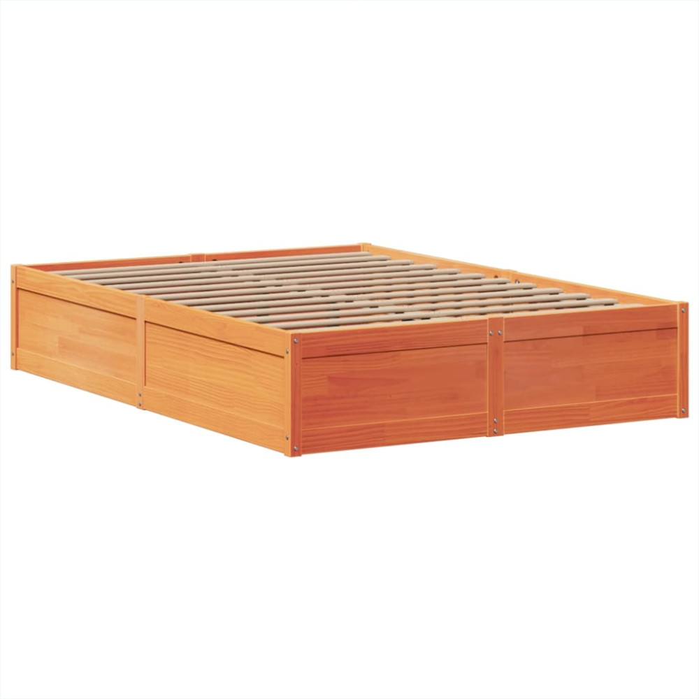 Produktbild för Sängram utan madrass vaxbrun 150x200 cm massiv furu