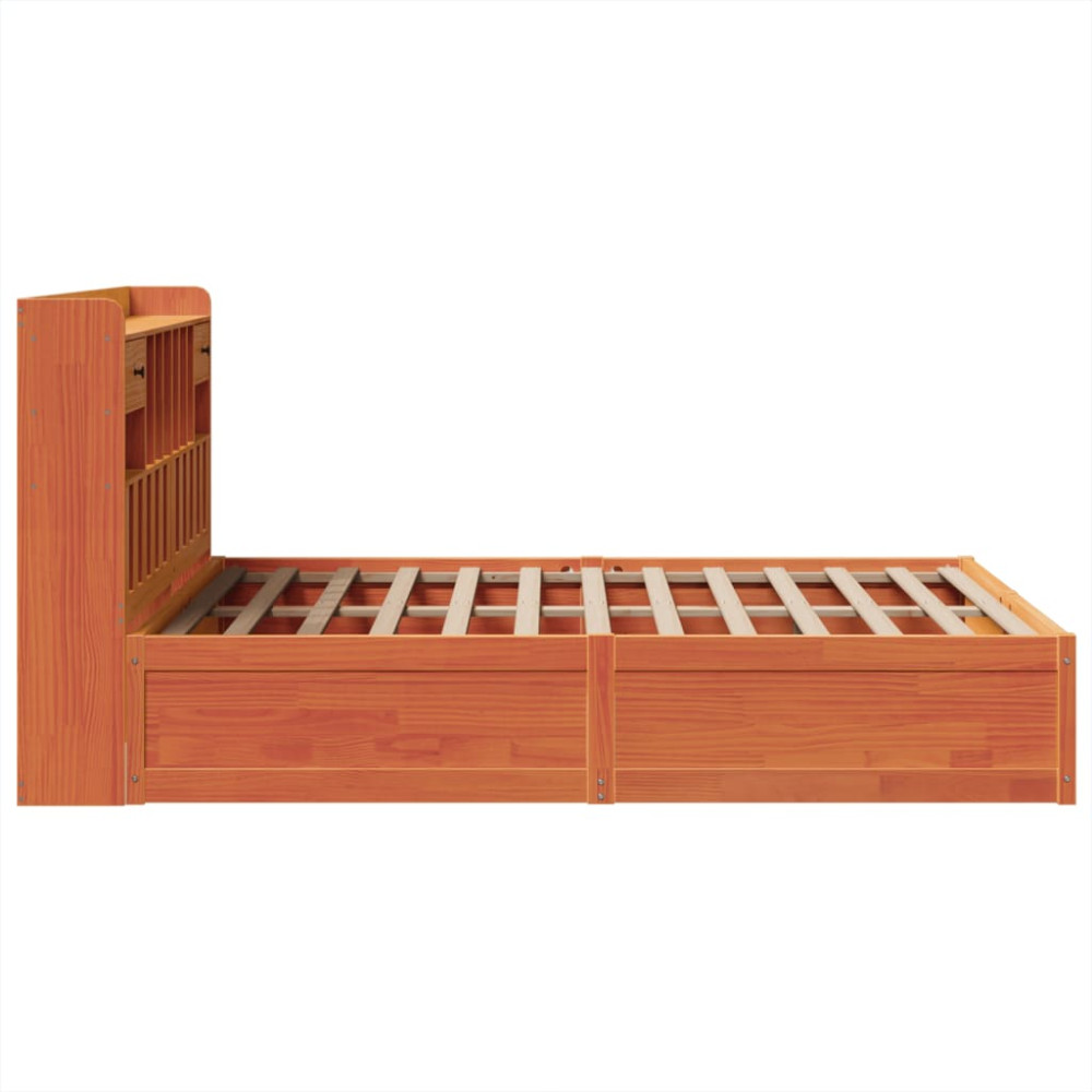 Produktbild för Sängram utan madrass vaxbrun 150x200 cm massiv furu