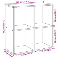 Produktbild för Bokhylla/Rumsavdelare ek 69,5x29x69,5 cm konstruerat trä