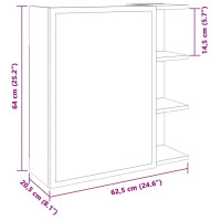 Produktbild för Spegelskåp för badrum betonggrå 62,5x20,5x64 cm konstruerat trä