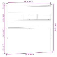 Produktbild för Sänggavel brun ek 107 cm stål och konstruerat trä