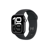 Produktbild för Apple Watch Series 10 (GPS) - jet black aluminium - smart klocka med sportband - svart - 64 GB