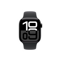 Produktbild för Apple Watch Series 10 (GPS) - jet black aluminium - smart klocka med sportband - svart - 64 GB