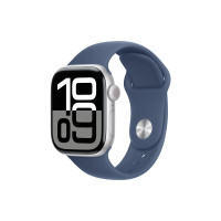 Produktbild för Apple Watch Series 10 (GPS) - silveraluminium - smart klocka med sportband - denim - 64 GB