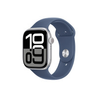 Produktbild för Apple Watch Series 10 (GPS) - silveraluminium - smart klocka med sportband - denim - 64 GB