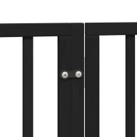 Produktbild för Hundgrind med dörr vikbar 4 paneler svart 320 cm poppel