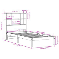 Produktbild för Säng med bokhylla utan madrass vaxbrun 75x190 cm massiv furu
