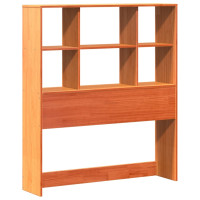 Produktbild för Säng med bokhylla utan madrass vaxbrun 75x190 cm massiv furu