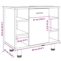 Produktbild för Badrumsskåp betonggrå 60x32x53,5 cm spånskiva