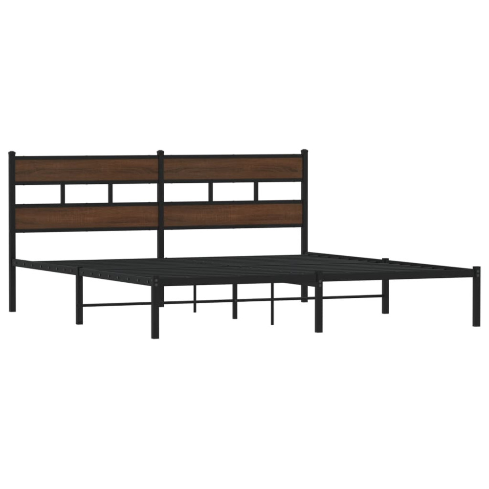 Produktbild för Sängram utan madrass med huvudgavel brun ek 183x213 cm