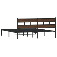 Produktbild för Sängram utan madrass med huvudgavel brun ek 183x213 cm