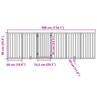 Produktbild för Hundgrind med dörr vikbar 6 paneler 300 cm poppelträ