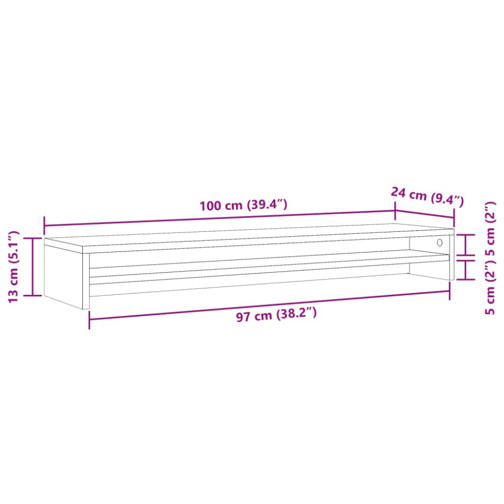 Produktbild för Monitorstativ hantverksmässig ek 100x24x13 cm konstruerat trä