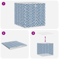 Produktbild för Vikbar förvaringslådor 4 st blå 32x32x32 cm non-woven tyg