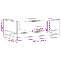 Produktbild för Soffbord sonoma-ek 100x57x35 cm konstruerat trä och metall