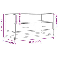 Produktbild för Tv-bänk rökfärgad ek 80x34,5x40 cm konstruerat trä och metall