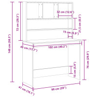 Produktbild för Skrivbord med hyllor åldrat trä 102x45x148 cm konstruerat trä