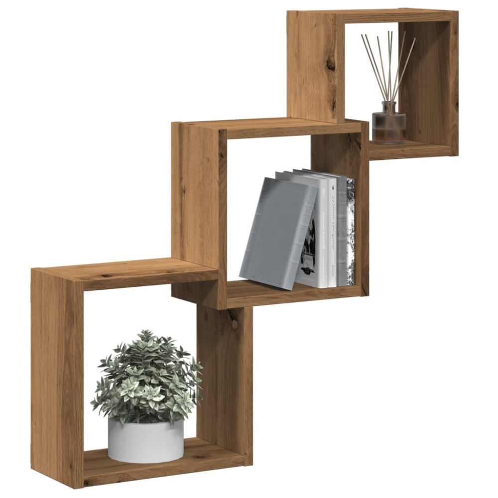 Produktbild för Vägghyllor kub artisan ek 68x15x68 cm konstruerat trä